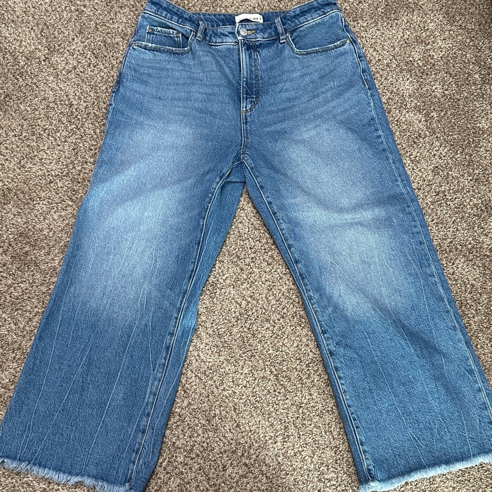 LOFT Curvy Wide Leg Crop Jeans